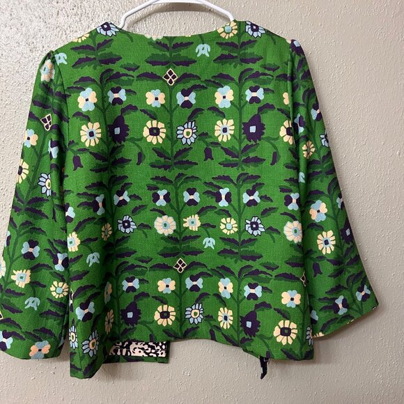 CK Bradley Green Floral Jacket 3/4 Sleeves Open Front Size M - Picture 7 of 9